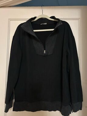 Black Half-Zip Pullover Sweatshirt